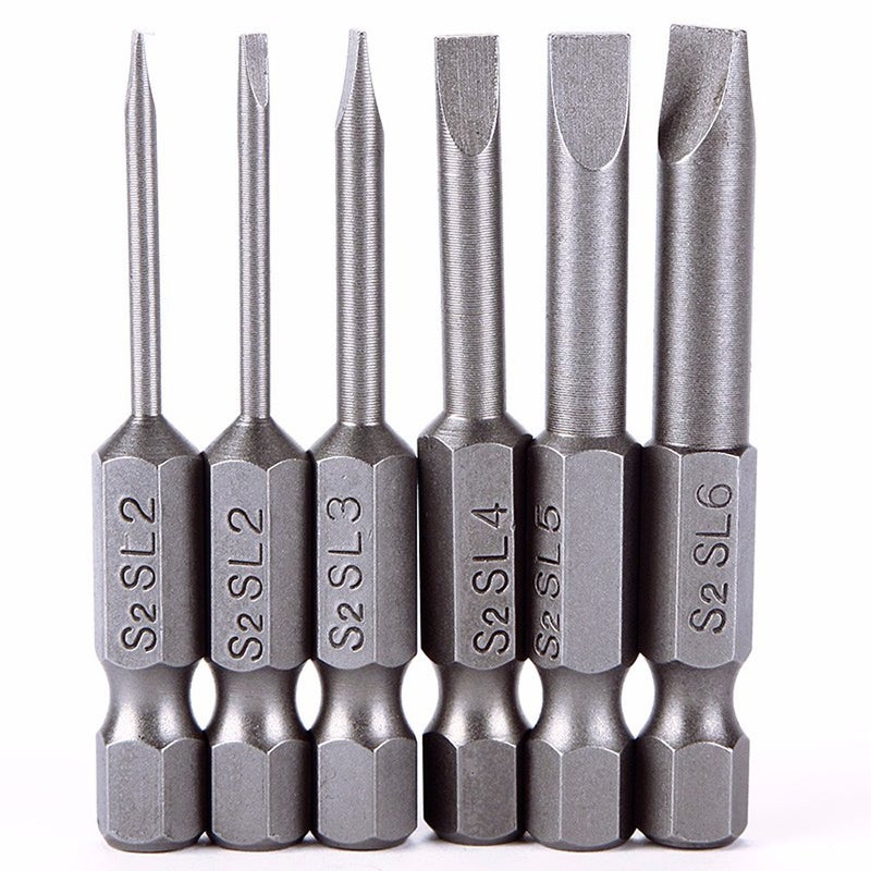 Rocaris 6pcs 2 in 2.0-6.0mm Flat Head Slotted Tip Magnetic Slotted Screwdrivers Bits Multifunctional Alloy Steel Screwdriver Set - Image 1